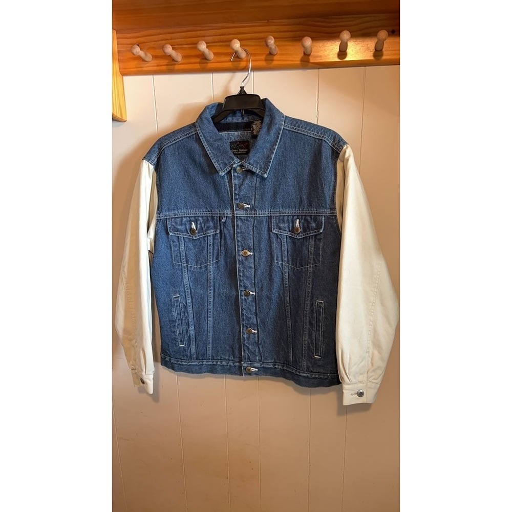 Greg Norman Collection Denim and Leather Sleeve Jacket